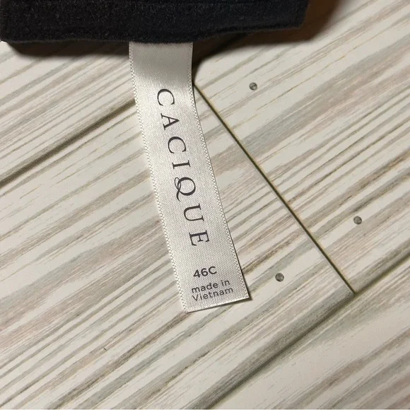 Cacique Unlined Balconette Bra 46C Black & Gold Lace Underwire - Picture 8 of 9